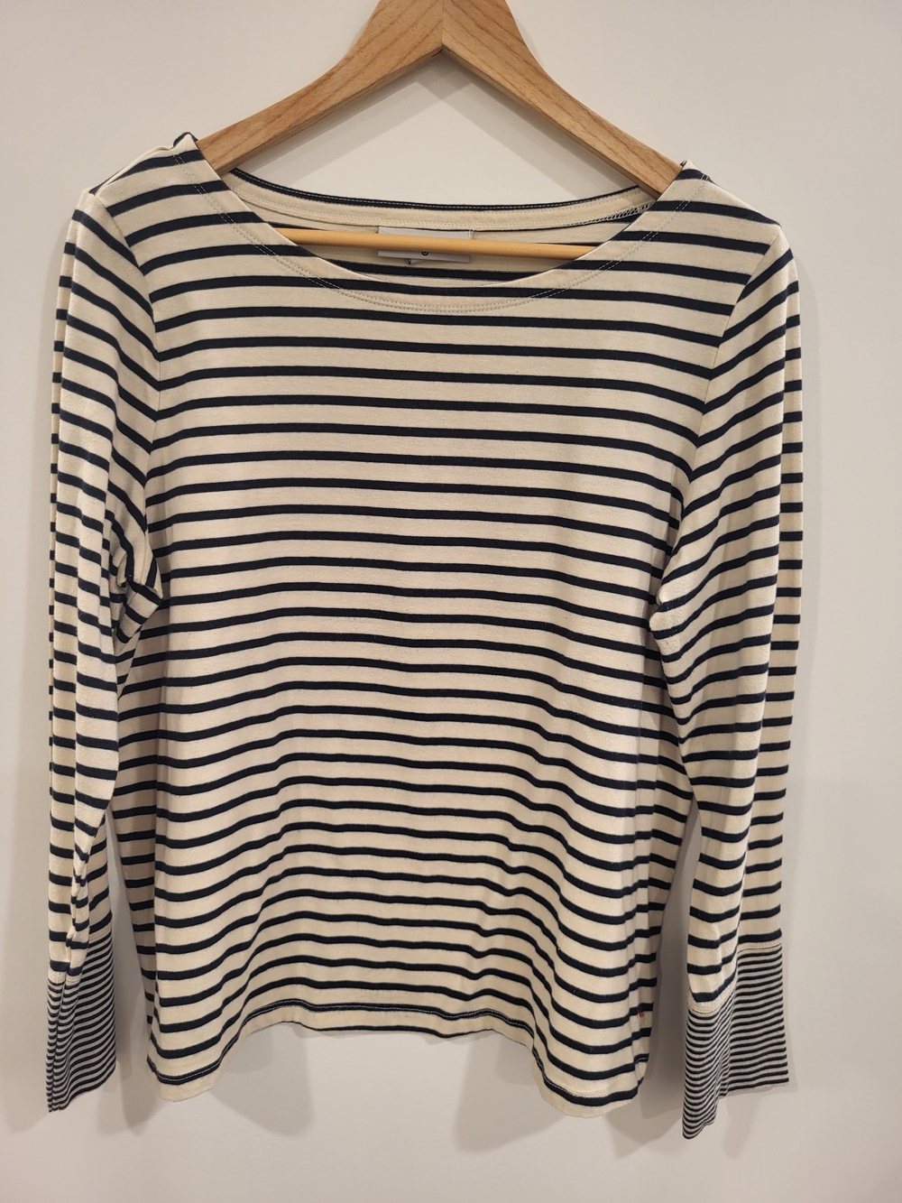 Nili Lotan X Target Striped Long-Sleeve Boatneck Top Black Cream Nautical Preppy
